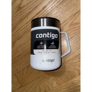 Elegant Vacuum-Insulated 14 oz Mug with Handle - Salt Powder Coat Speckle Finish